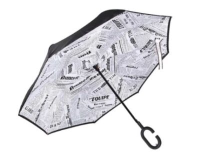 Smart Umbrella with News Print Background